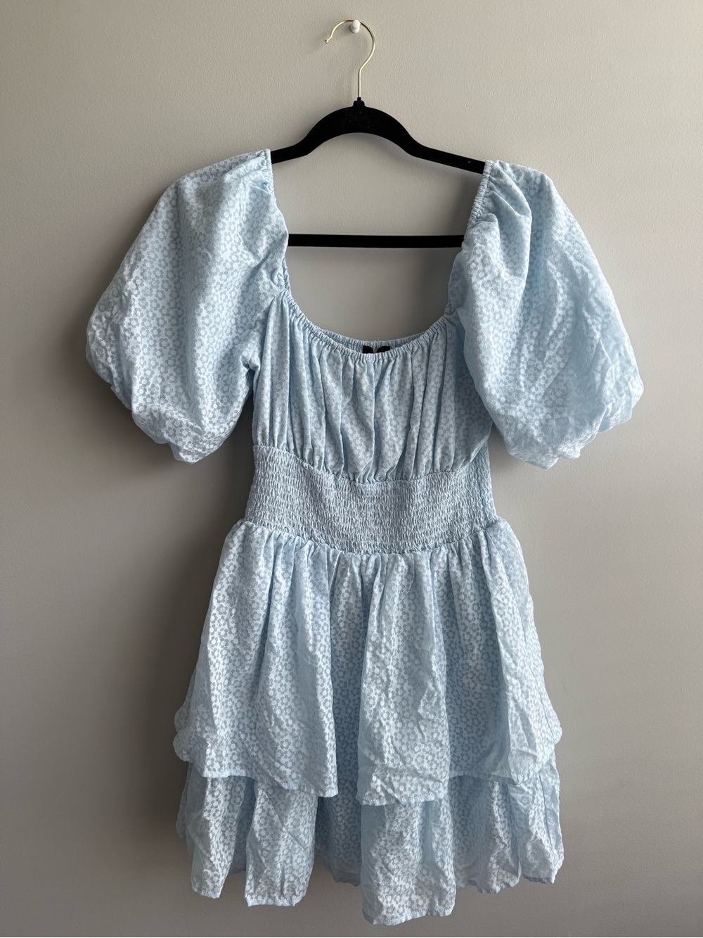 Lulu's Light Blue Puff-Sleeve Mini Dress